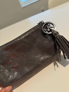 Michael Kors Black Metallic Tassel Cosmetic Bag